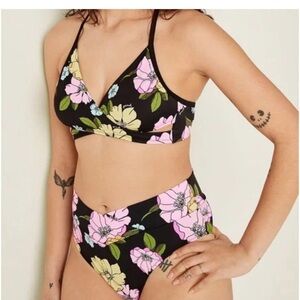 2pcs Swim Bikini Set Victoria's Secret Floral Retro Ultimate Gym Pinup PINK XL/L